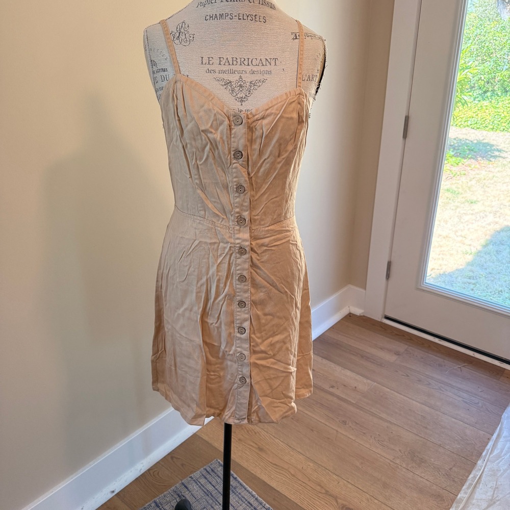 Black Label By C'est Toi Women's Tan Tencel Backless Tank Dress Size L